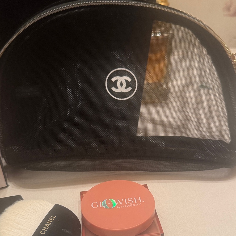 CHANEL Black Mesh Cosmetic Pouch